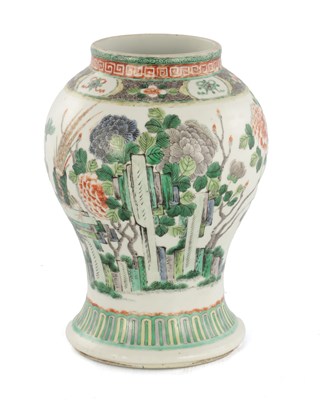 Lot 212 - A 19TH CENTURY CHINESE FAMILLE VERT BALUSTER VASE