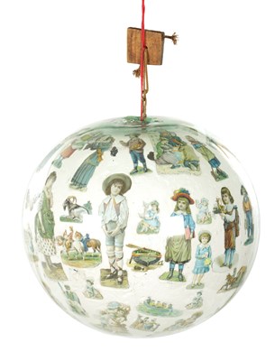Lot 927 - A 19TH CENTURY GIANT SIZE GLASS DECALCOMANIA WITCH' BALL