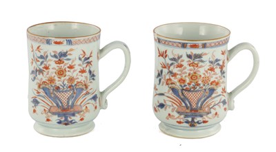 Lot 186 - A PAIR OF 18TH CENTURY CHINESE EXPORT IMARI TANKARDS