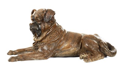 Lot 890 - A 19TH CENTURY AUSTRIAN LIFE-SIZE TERRACOTTA MODEL OF AN ENGLISH BULL MASTIFF