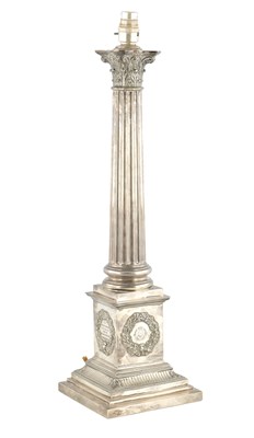 Lot 482 - AN EDWARD VII SILVER OIL LAMP CORINTHIAN COLUMN BASE