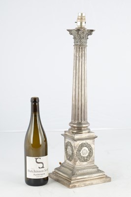 Lot 482 - AN EDWARD VII SILVER OIL LAMP CORINTHIAN COLUMN BASE