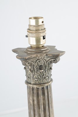 Lot 482 - AN EDWARD VII SILVER OIL LAMP CORINTHIAN COLUMN BASE