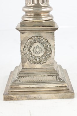 Lot 482 - AN EDWARD VII SILVER OIL LAMP CORINTHIAN COLUMN BASE