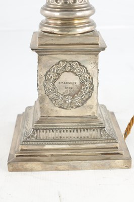 Lot 482 - AN EDWARD VII SILVER OIL LAMP CORINTHIAN COLUMN BASE