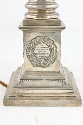 Lot 482 - AN EDWARD VII SILVER OIL LAMP CORINTHIAN COLUMN BASE