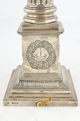 Lot 482 - AN EDWARD VII SILVER OIL LAMP CORINTHIAN COLUMN BASE