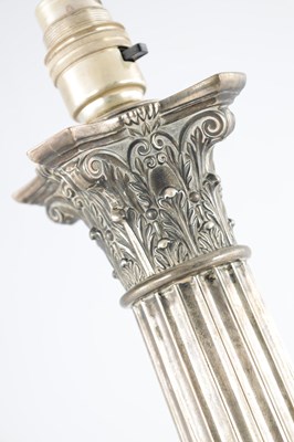 Lot 482 - AN EDWARD VII SILVER OIL LAMP CORINTHIAN COLUMN BASE