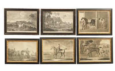Lot 973 - A SET OF FOUR 18TH CENTURY MONOCHROME EQUESTRIAN PRINTS