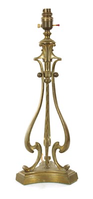 Lot 752 - A LATE 19TH CENTURY ART NOUVEAU ELECTRIFIED BRASS TABLE LAMP