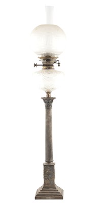 Lot 455 - AN EDWARD VII SILVER CORINTHIAN COLUMN OIL LAMP