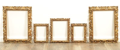 Lot 994 - A COLLECTION OF FIVE 19TH CENTURY FLORENTINE CARVED GILTWOOD PICTURE FRAMES