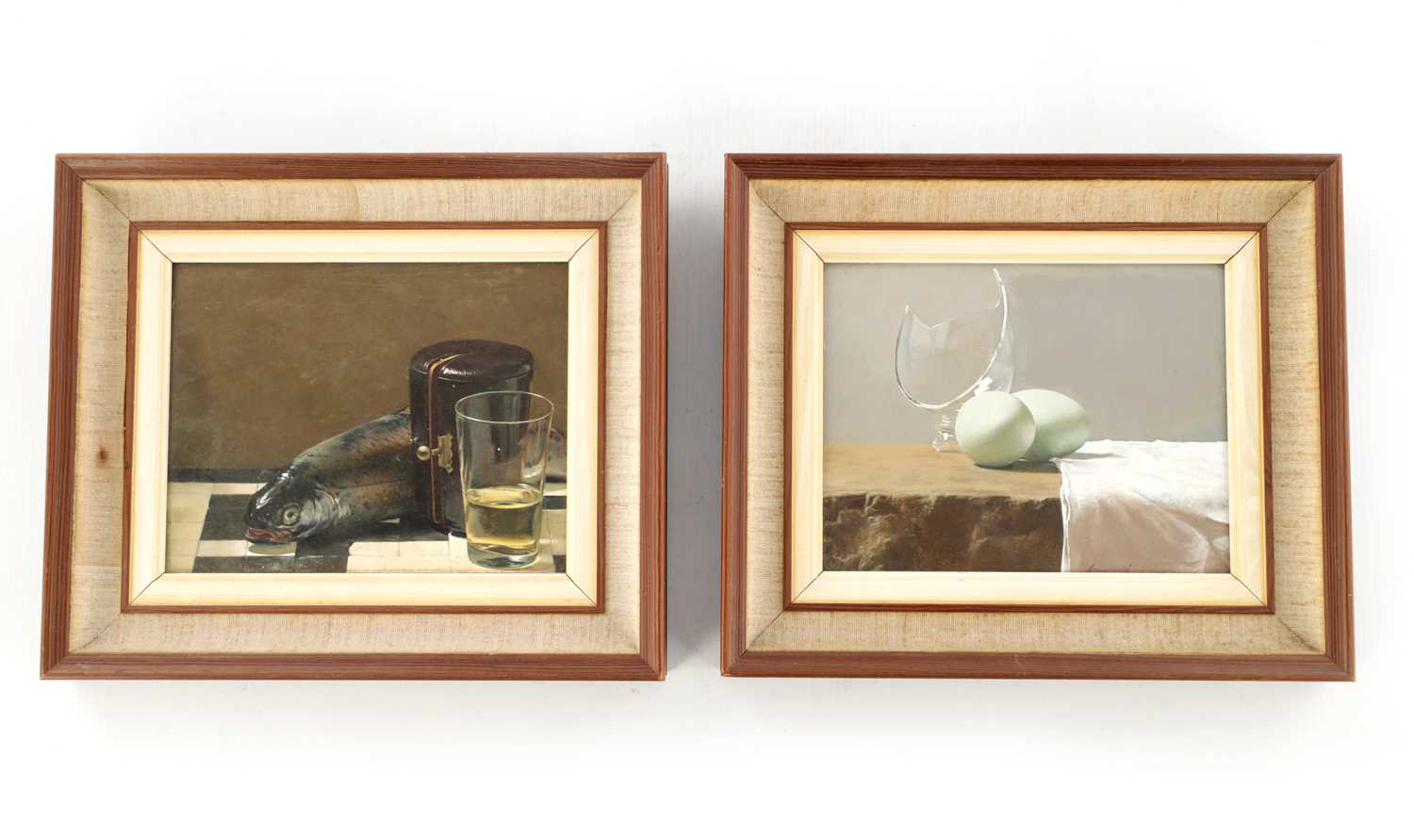 Lot 997 - MARTIN GREENLAND. A PAIR OF STILL LIFE OILS ON BOARD