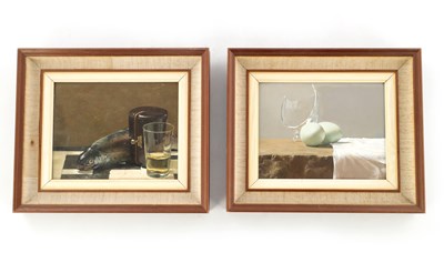 Lot 997 - MARTIN GREENLAND. A PAIR OF STILL LIFE OILS ON BOARD