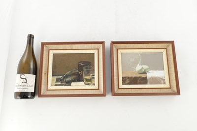 Lot 997 - MARTIN GREENLAND. A PAIR OF STILL LIFE OILS ON BOARD