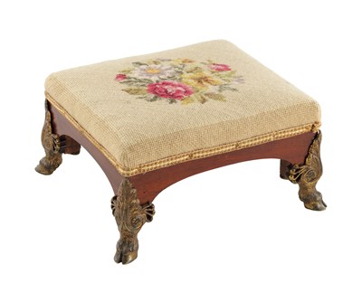 Lot 1174 - A LATE 19TH CENTURY FRENCH MAHOGANY AND ORMOLU MOUNTED FOOT STOOL