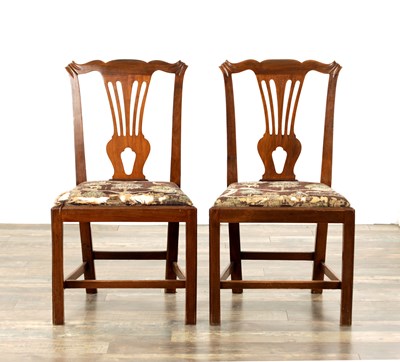 Lot 1741 - A PAIR OF 18TH CENTURY COUNTRY CHIPPENDALE STYLE MAHOGANY SIDE CHAIRS