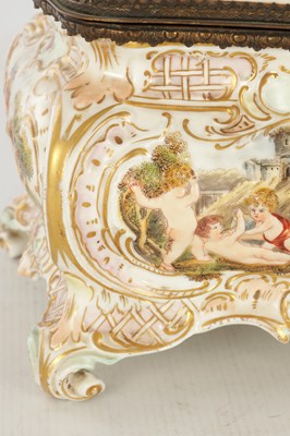 Lot 78 - A LATE 19TH CENTURY ITALIAN CAPODIMONTE GILT METAL MOUNTED PORCELAIN TABLE JEWELLERY CASKET