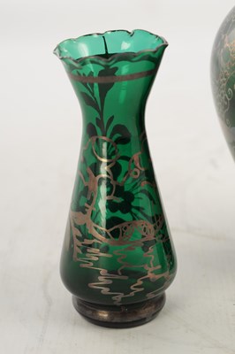Lot 15 - THREE 20TH CENTURY GREEN GLASS VASES