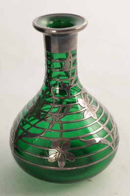 Lot 15 - THREE 20TH CENTURY GREEN GLASS VASES