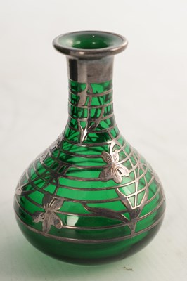 Lot 15 - THREE 20TH CENTURY GREEN GLASS VASES
