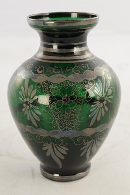 Lot 15 - THREE 20TH CENTURY GREEN GLASS VASES