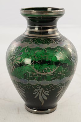 Lot 15 - THREE 20TH CENTURY GREEN GLASS VASES