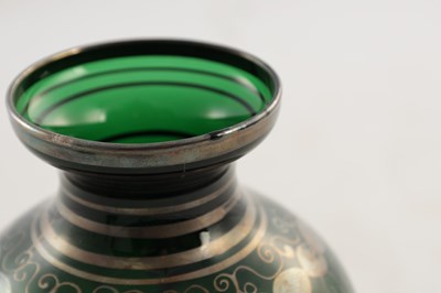 Lot 15 - THREE 20TH CENTURY GREEN GLASS VASES