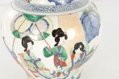 Lot 154 - A CHINESE WUCAI LIDDED BALUSTER VASE