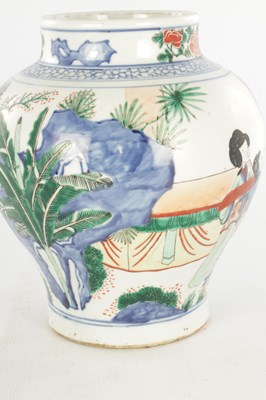 Lot 154 - A CHINESE WUCAI LIDDED BALUSTER VASE