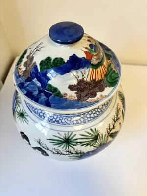 Lot 154 - A CHINESE WUCAI LIDDED BALUSTER VASE
