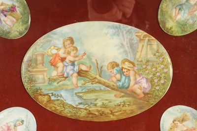 Lot 50 - A CASED SET OF FIVE 19TH CENTURY CONTINENTAL PORCELAIN PLAQUES