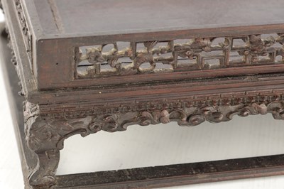 Lot 121 - A FINELY CARVED 18TH CENTURY CHINESE HARDWOOD TRAY POSSIBLY ZITAN