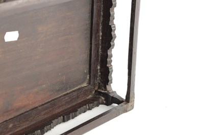 Lot 121 - A FINELY CARVED 18TH CENTURY CHINESE HARDWOOD TRAY POSSIBLY ZITAN