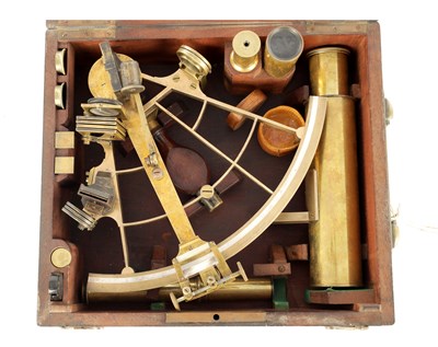 Lot 1779 - A 19TH CENTURY LACQUERED BRASS SEXTANT SIGNED A HURLIMANN, A PARIS (886)
