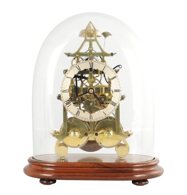 Lot 1755 - W. BISHOP, LONDON. A GOOD QUALITY MID 19TH CENTURY DOUBLE FUSEE SKELETON CLOCK