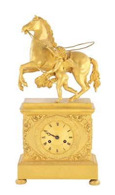 Lot 1514 - SHATILLON GUYERDET, A PARIS. AN EARLY 19TH CENTURY FRENCH ORMOLU MANTEL CLOCK