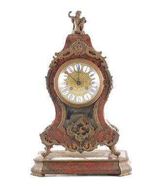 Lot 1585 - A LATE 19TH CENTURY FRENCH BOULLE TORTOISESHELL MANTEL CLOCK
