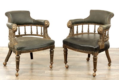 Lot 1178 - A PAIR OF VICTORIAN CARVED OAK DESK CHAIRS