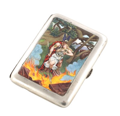 Lot 494 - A CONTINENTAL SILVER AND ENAMEL CIGARETTE HOLDER