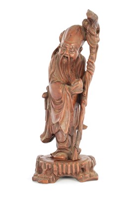 Lot 162 - A LATE 19TH CENTURY CHINESE CARVED HARDWOOD SCULPTURE