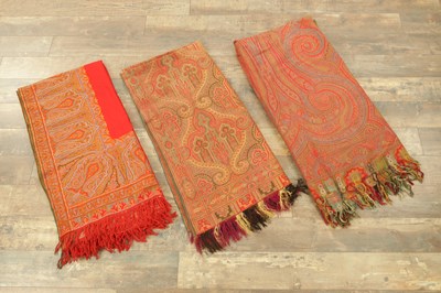 Lot 824 - A COLLECTION THREE PAISLEY SHAWLS