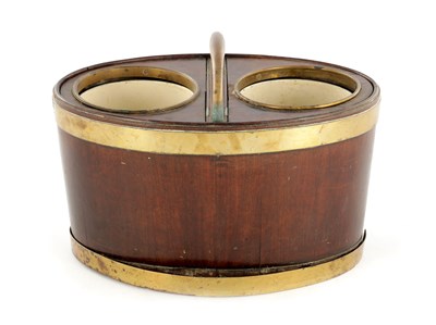 Lot 1151 - A RARE GEORGE III MAHOGANY BRASS BOUND TABLE TOP WINE COOLER