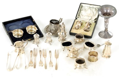 Lot 392 - A LARGE COLLECTION OF 20TH CENTURY SILVER CRUETS AND TABLEWARES
