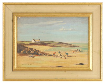 Lot 1036 - EDWARD HOLROYD PEARCE (1901-1990). AN OIL-ON-BOARD BEACH LANDSCAPE