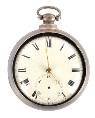 Lot 1434 - A SILVER PAIR CASED FUSEE POCKET WATCH