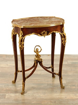 Lot 1321 - A FINE EARLY 20TH CENTURY FRENCH MAHOGANY AND ORMOLU MOUNTED TABLE IN THE MANNER OF FRANCOIS LINKE