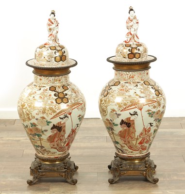 Lot 134 - A FINE PAIR OF 17TH/18TH CENTURY JAPANESE IMARI PORCELAIN HALL VASES WITH LATER EUROPEAN ORMOLU MOUNTS