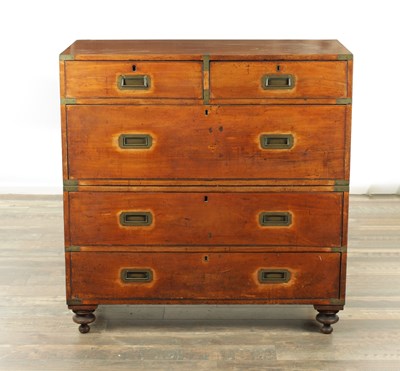 Lot 1353 - A 19TH CENTURY CAMPHOR WOOD CAMPAIGN CHEST