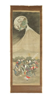 Lot 149 - A 19TH CENTURY JAPANESE WATERCOLOUR SCROLL